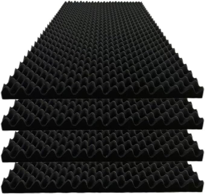 4 Pack Egg Crate Foam Sound Proof Foam Panels for Walls,48''X24''X2'' inch Acoustic Panels, high-Density Fireproof soundproof Wall Panels, Professional Acoustic Treatment (BlacK)