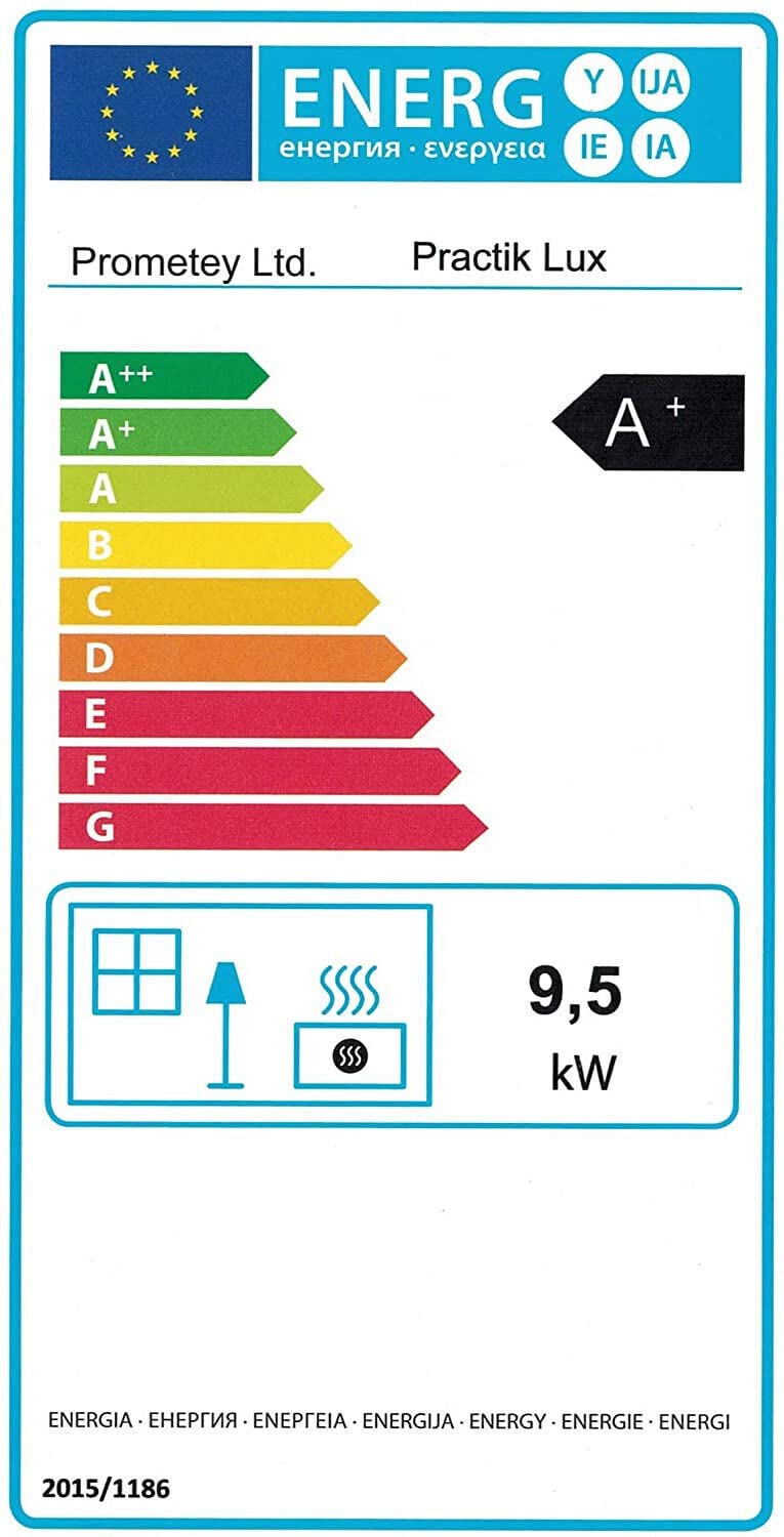 Stufa a legna con piastra superiore in ghisa Perfect lux Eco con canna fumaria destra - 7,38 kW