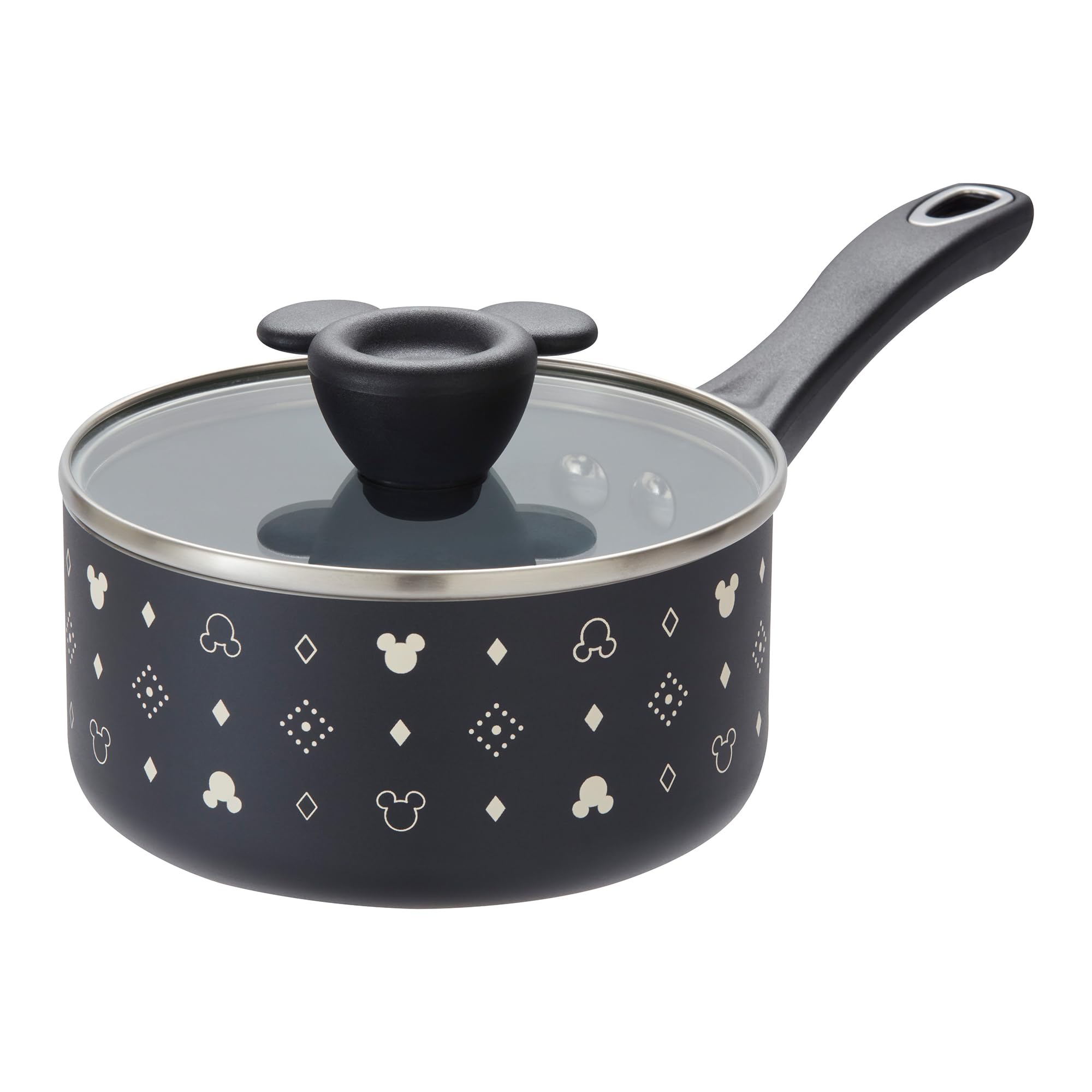Prestige Disney Monochrome Mickey Mouse Non Stick Saucepan with Lid 16cm, Ceramic Induction Saucepan, PFAS & PFOA Free, Non Toxic Cookware, Black & White