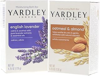 Yardley London Aveia & Amêndoas e Lavanda Inglesa Naturalmente Hidratante Barra de Banho 120 g, Pacote com 2 Barras