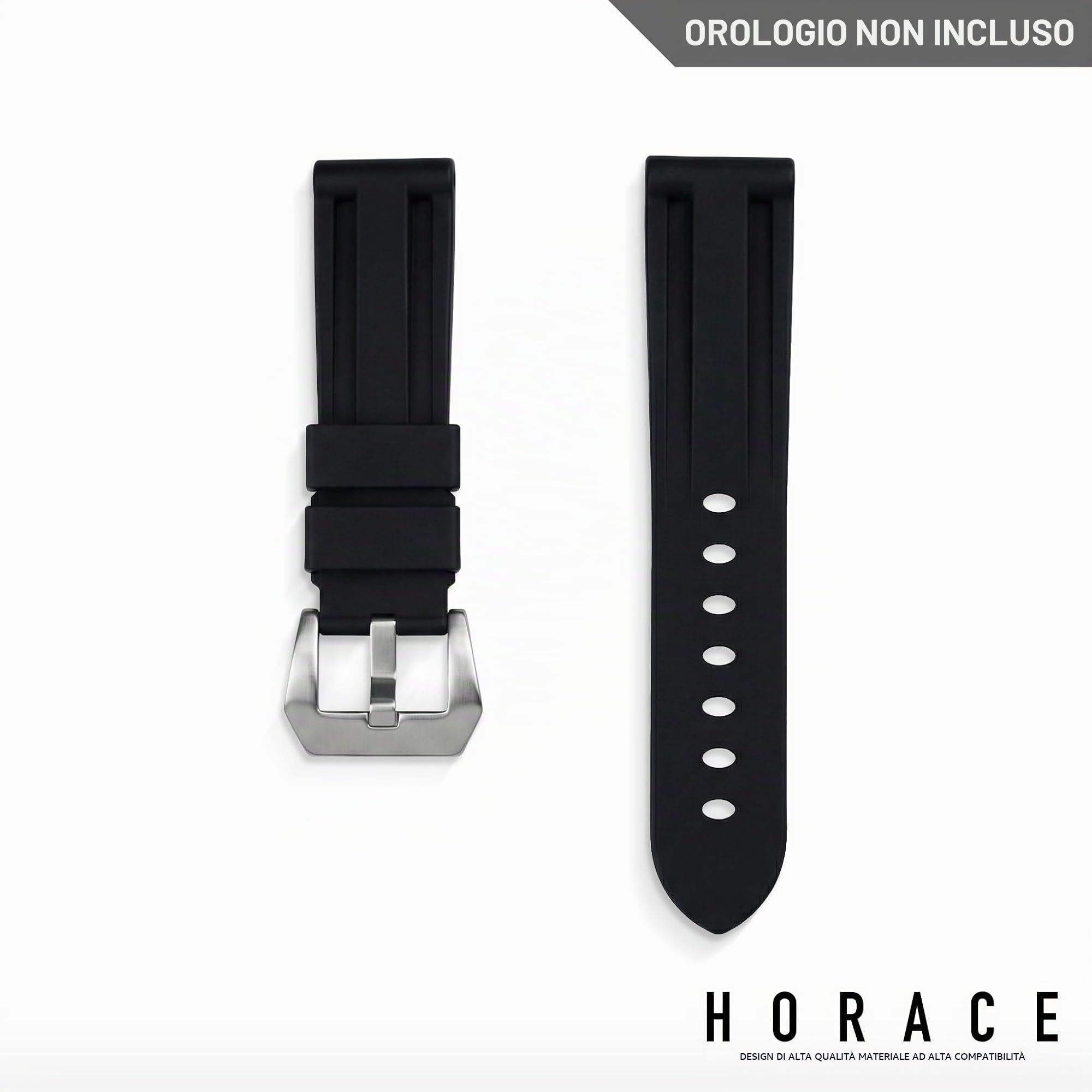 HORACE Cinturino per Orologio 24 mm in Gomma FKM Premium – Morbido, Impermeabile & Resistente – Compatibile con Panerai Luminor - Submersible - Radiomir