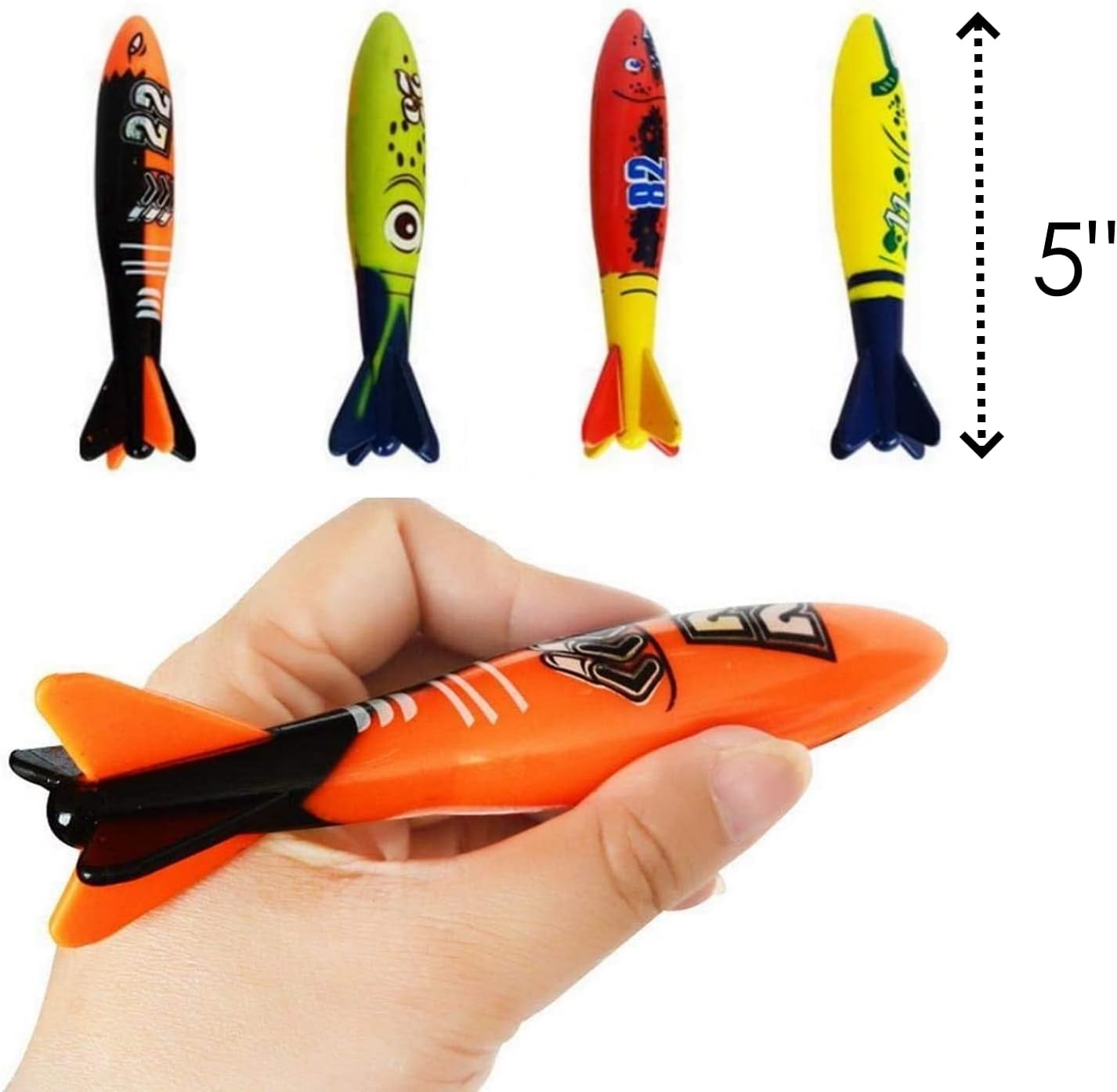Haktoys Pool Toys Torpedo Diving Set – 8-Pack Dive Torpedos for Kids & Adults | Fast-Sinking Pool Torpedos for Swim Training, Underwater Games & Water Play | Gliding Diving Torpedo Rockets