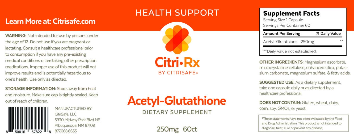 Buy CitriRx Acetyl Glutathione Capsules Highly Potent Antioxidant