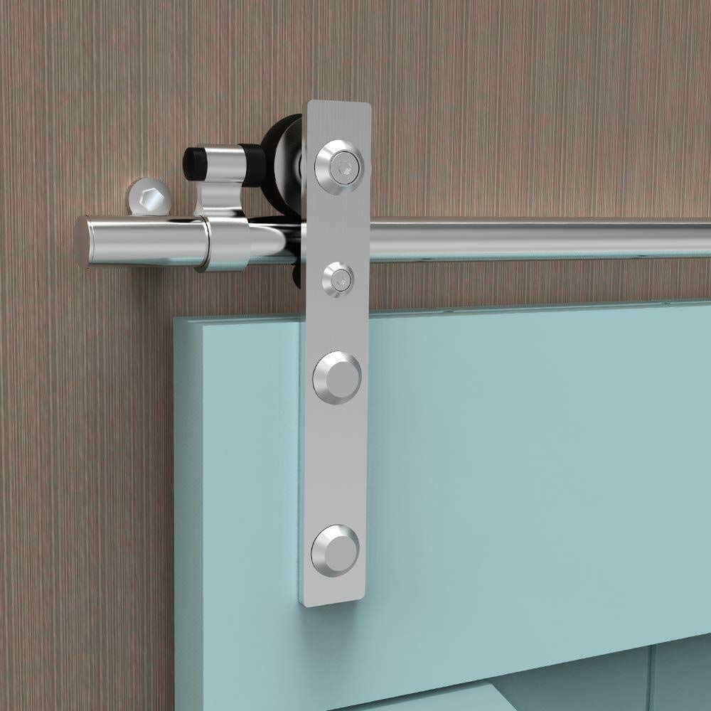 CCJH Kit Coulissant de Porte de Grange 183cm en Acier Inoxydable Système de Rail Coulissant Pour Porte en Bois Unique…