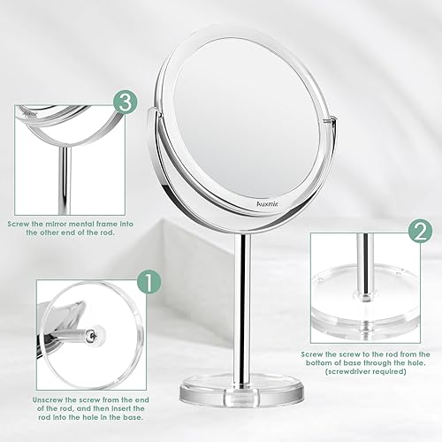 Miniatura 4 de Auxmir Espejo de maquillaje con aumento de doble cara, aumento 20X1X independiente, espejo de tocador de mesa ampliado con rotación de 360, portátil