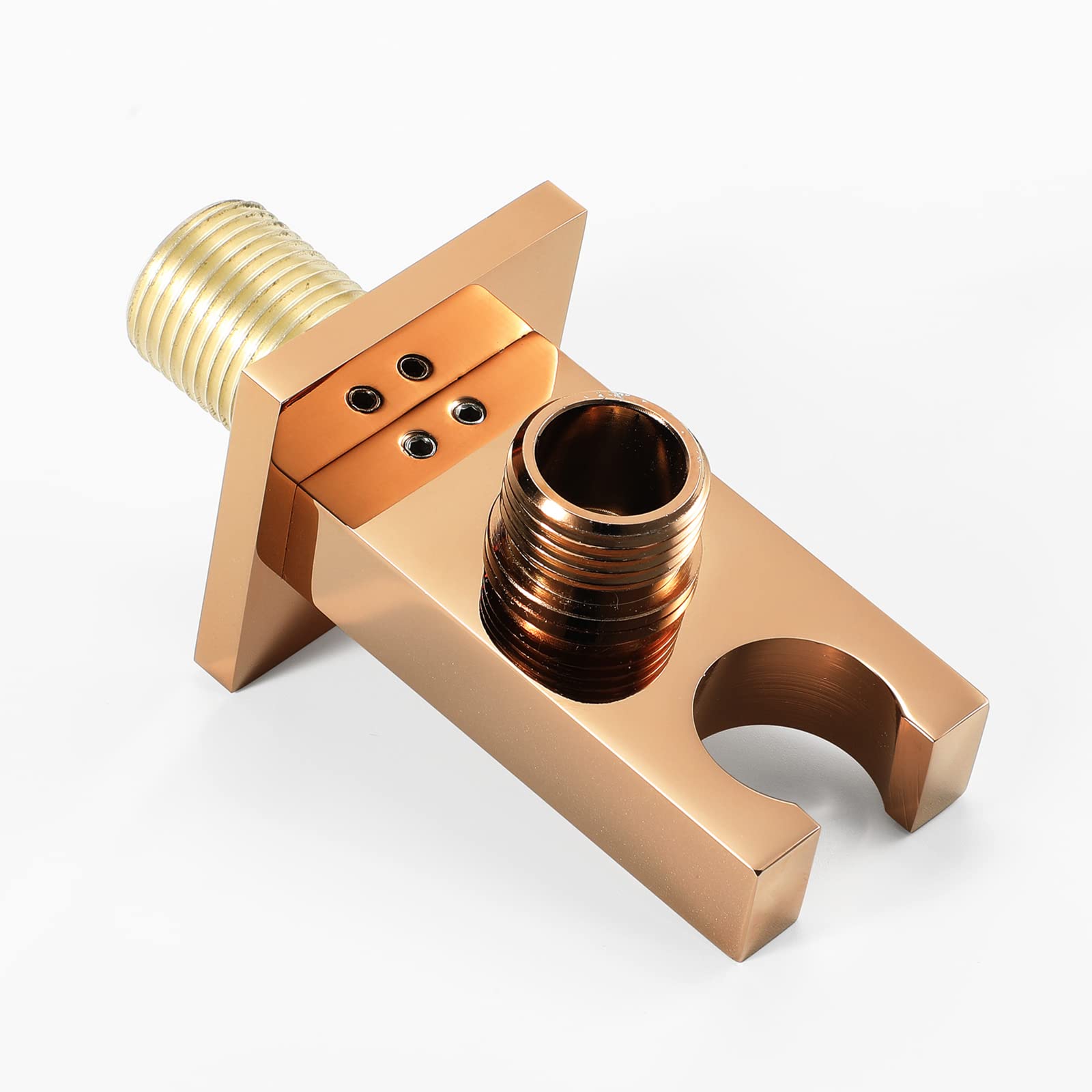 AKAZI Duschkopfhalter, quadratische Wandhalterung für Handbrause, Messing, Mehrfarbig, Verstellbarer Halter für Badezimmer und Hotel, gebürstetes Gold (Rose Gold)