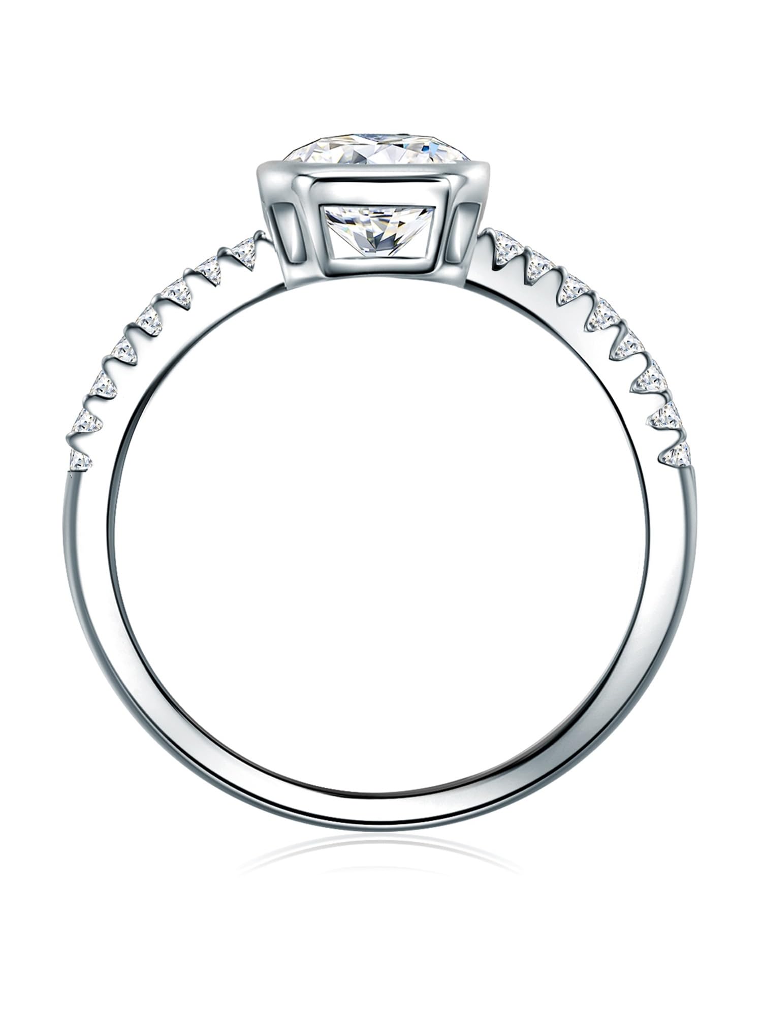 Trilani Damen Solitärring aus 925/- Sterling Silber mit Zirkonia Smaragd-Schliff Silberring Damenring mit Stein Rechteckig
