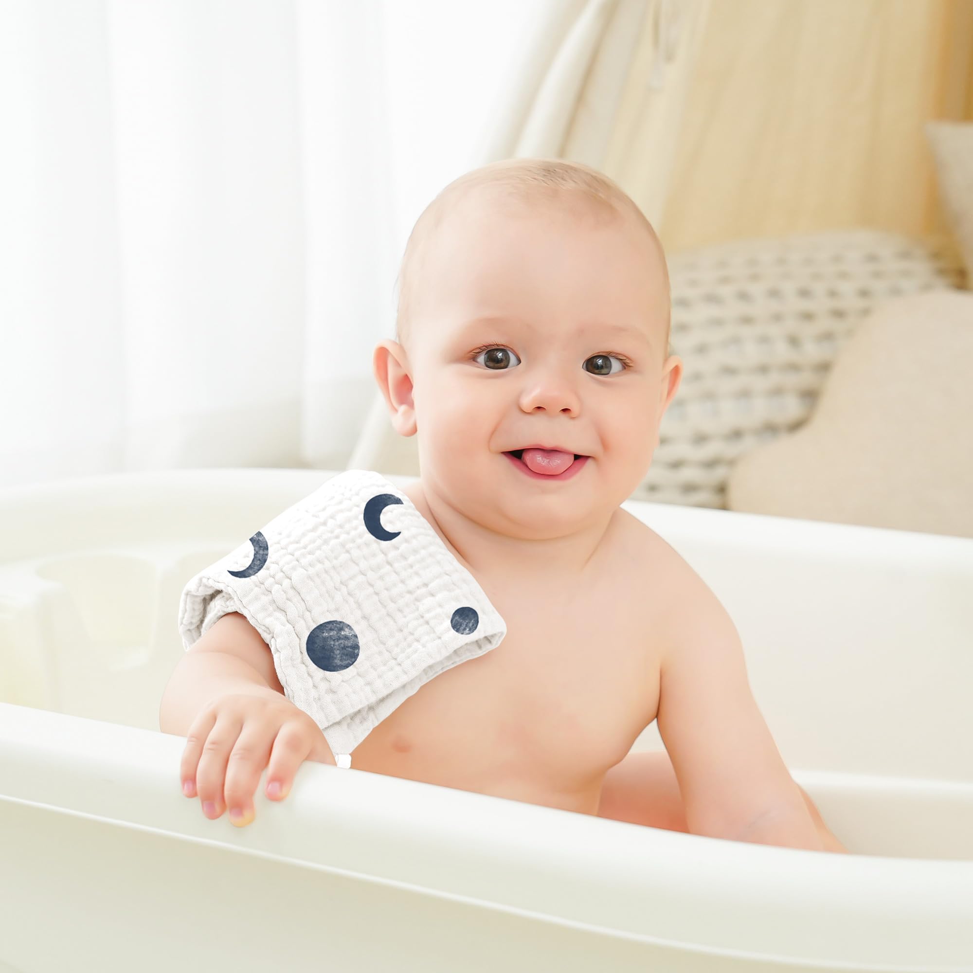 Bearmoss Chusteczki Molton dla niemowląt, 100% bawełna, miękkie ściereczki do ślinu dla niemowląt, oddychające i bardzo chłonne, chłonne ściereczki muślinowe, 10 sztuk, 25 x 25 cm (niebiesko-zielone)