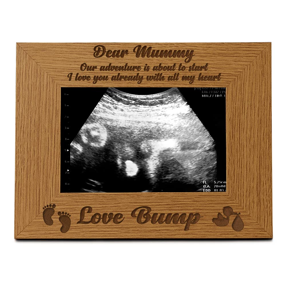 Ukgiftstoreonline Brown New Baby Pregnancy Scan Wooden Photo Frame Mummy Gift (4 X 6 Inch)