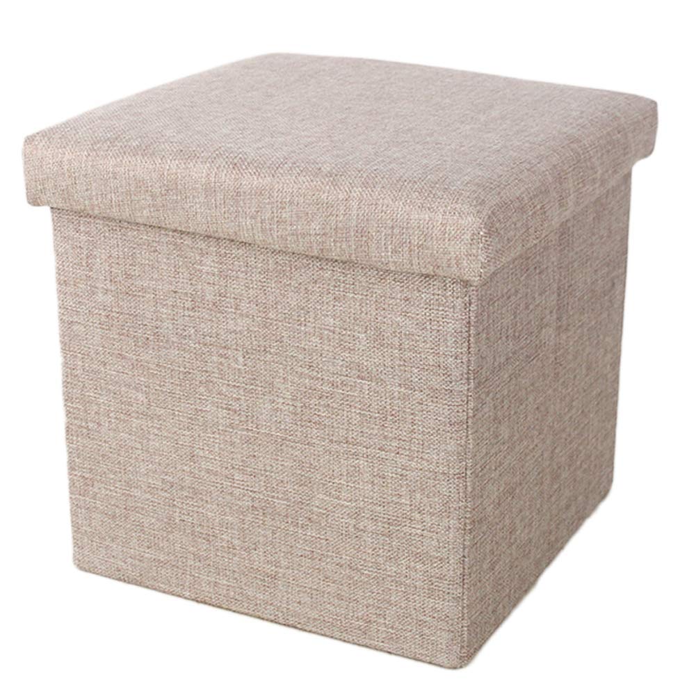 Pouf de rangement pliant et compact kaki | Tabouret cube avec couvercle amovible 30cm