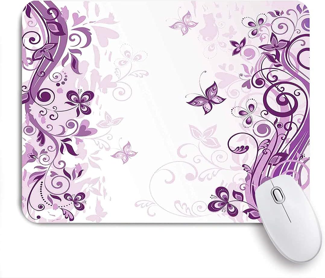 Amazon Kapanou マウスパッド 蝶渦巻く花と妖精の蝶のイラストシルエット花柄アート おしゃれ 耐久性が良い 滑り止めゴム底 ゲーミングなど適用 マウス 用ノートブックコンピュータマウスマット Kapanou マウスパッド 通販