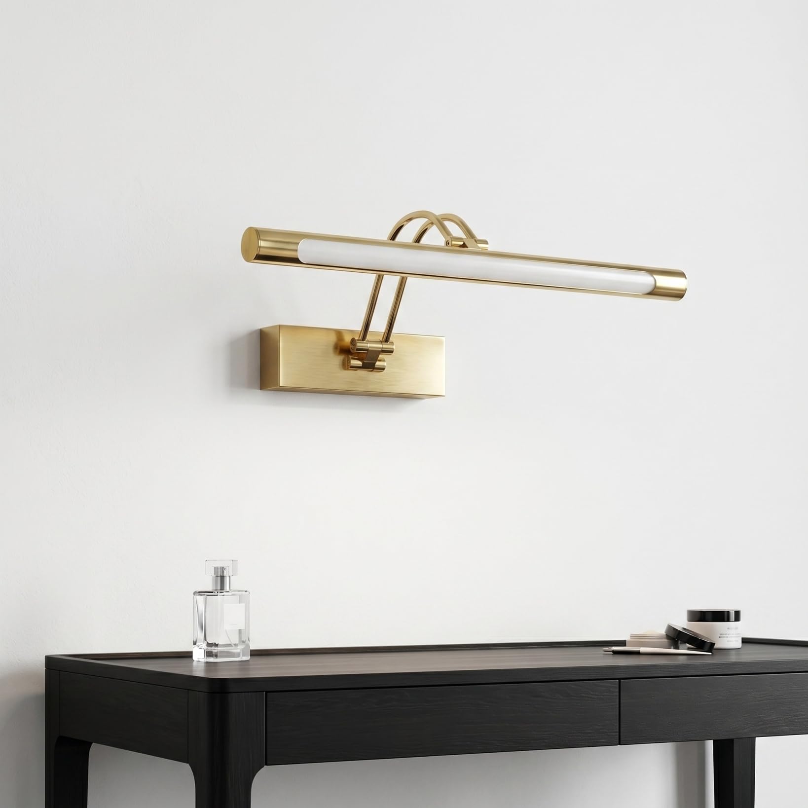 NUOBESTY Lámpara De Tocador Led De Espejo 9w De Acero Inoxidable Dorado, Luz Frontal Para Baño y Dormitorio, Aplique De Pared Versátil, 40 Cm, Iluminación Funcional Para Maquillaje