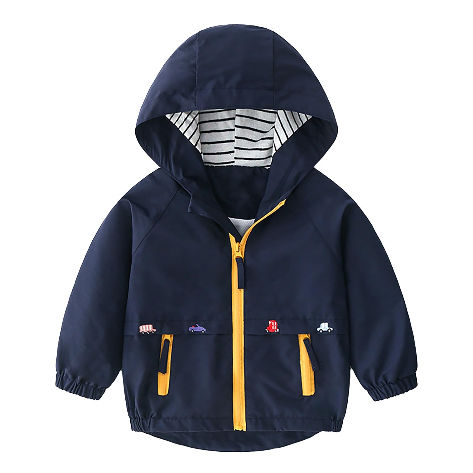 Baby Junge Regenjacke Süße Autodrucken Softshelljacke mit Reißverschluss Kapuze Langarm Jacke Leicht Übergangsjacke Winddicht Mäntel Sportjacke Outdoor