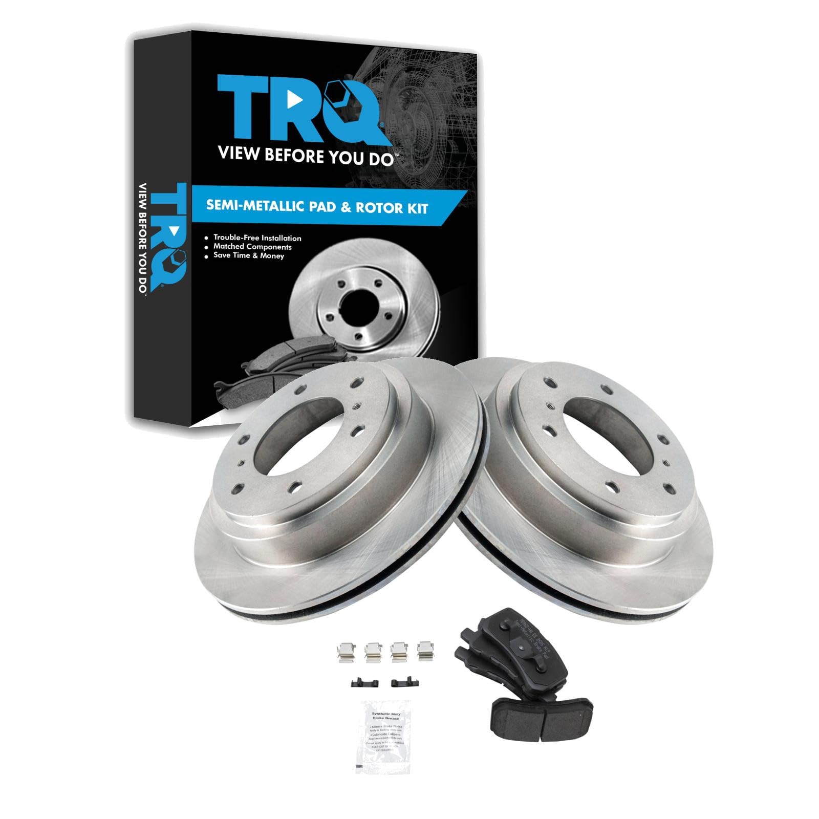 TRQ Rear Brake Pad and Rotor Set Semi Metallic Rotors