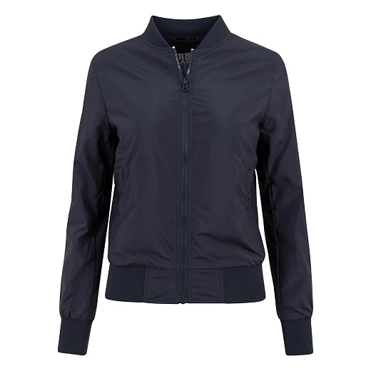 URBAN CLASSICS Women's Bomber Jacket with Pockets, Autumn and Spring Mid-season Jacket, Old School Padded Jacket