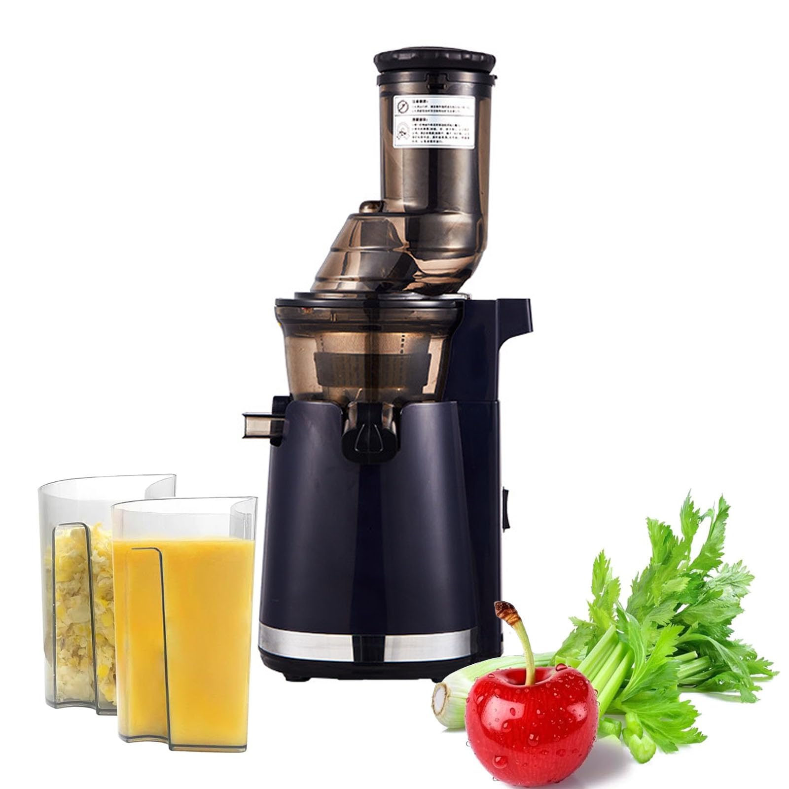 Extractor de Jugo 250W, Extractor de Jugo de Gran Calibre, Exprimidor Lento, Exprimidor Lento de Prensa en Frío, Exprimidor Centrífugo Compacto Antigoteo, Exprimidores Masticantes Eléctricos blue