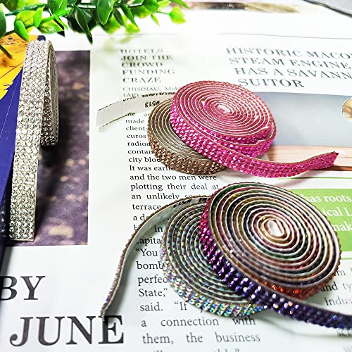 6 Rolls Crystal Rhinestone Diamond Ribbon Crystal Self Adhesive Ribbon Diamond Bling Ribbon Roll Rhinestone Ribbon Diy Decoration Sticker For Diy Shoes Clothing Decoration (Mixed Colors,6Yards)1 #TOP6