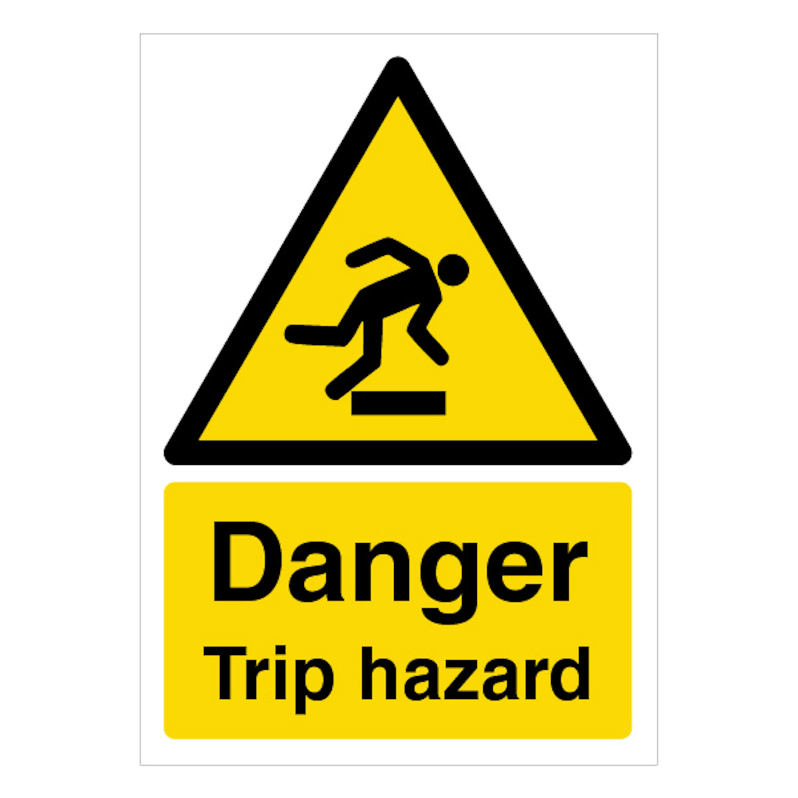 V Safety Danger Trip Hazard - A4 210 x 297 mm (A4) - 1mm Rigid Plastic Safety Sign