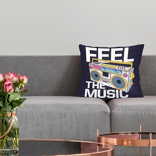 Miniatura 4 de Fundas de almohada con diseño de dibujos animados de música retro de 20 x 20 pulgadas, funda de cojín cuadrada decorativa, suave, acogedora y