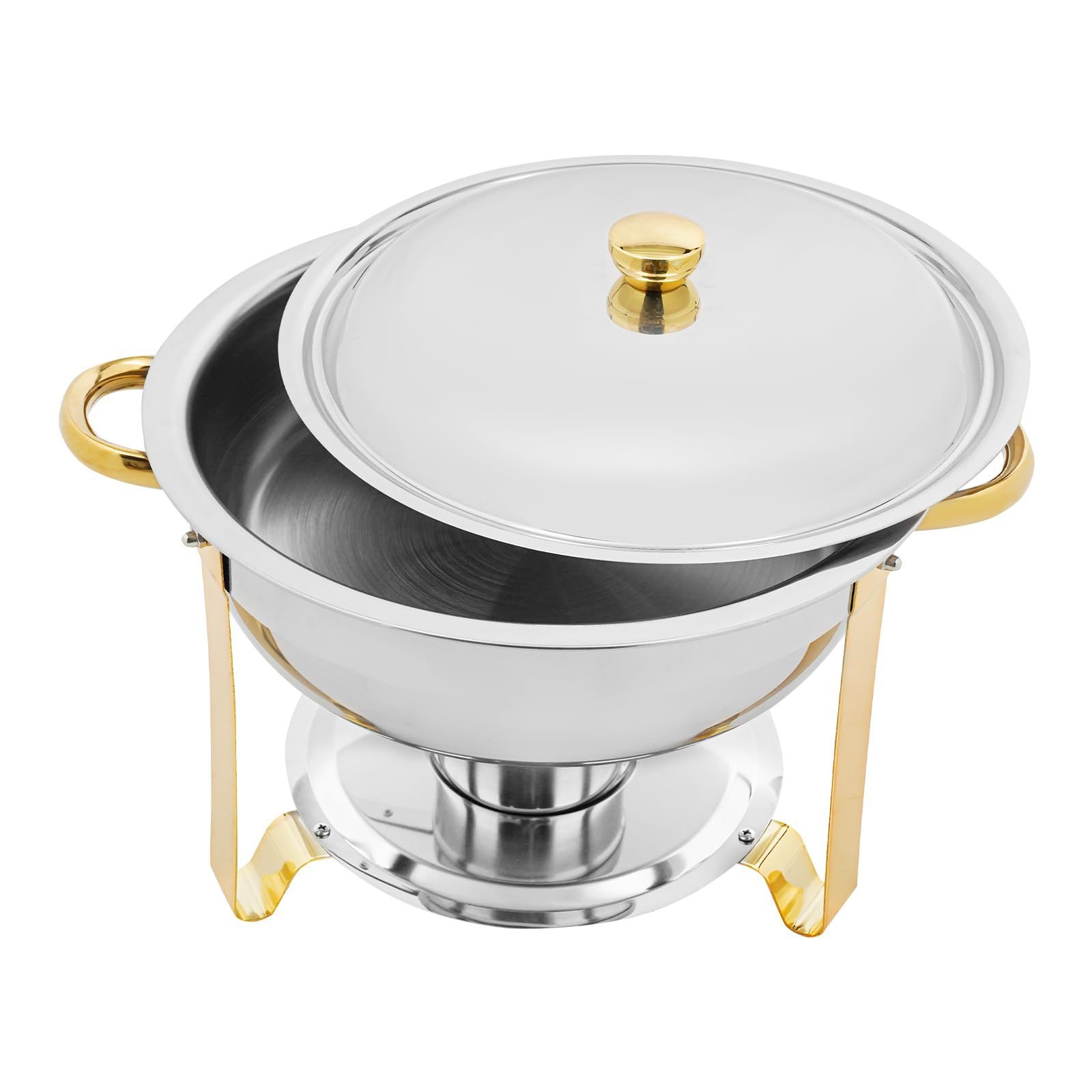 Set da 4,5 l Chafing Dish Buffet in acciaio inox, contenitore termico rotondo, per catering, buffet e feste (oro/set da 2)