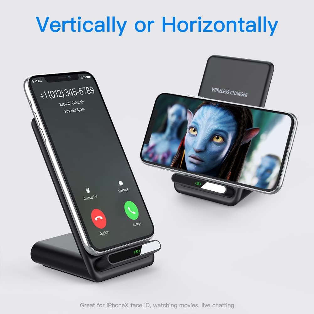 Yootech Fast Wireless Charger,10W Max Wireless Charging Stand,Compatible with iPhone 13/13 Pro/13 Mini/13 Pro Max/SE 2022/12/SE 2020/11/XR/XS/X/8,Galaxy S22/S22 Ultra/S21/S20/S10(No AC Adapter)