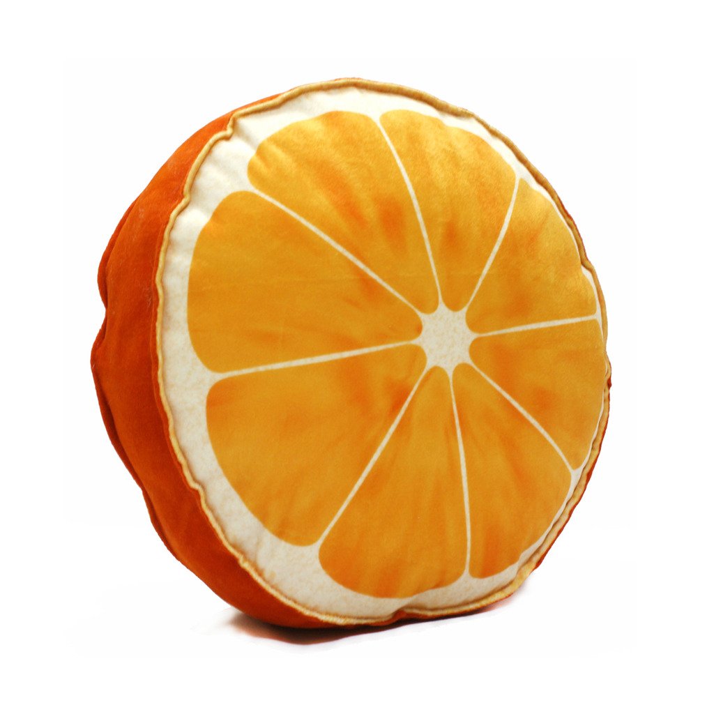 The Purple TreePremium Velvet Orange Fruit Cushion (1 Piece) - Orange
