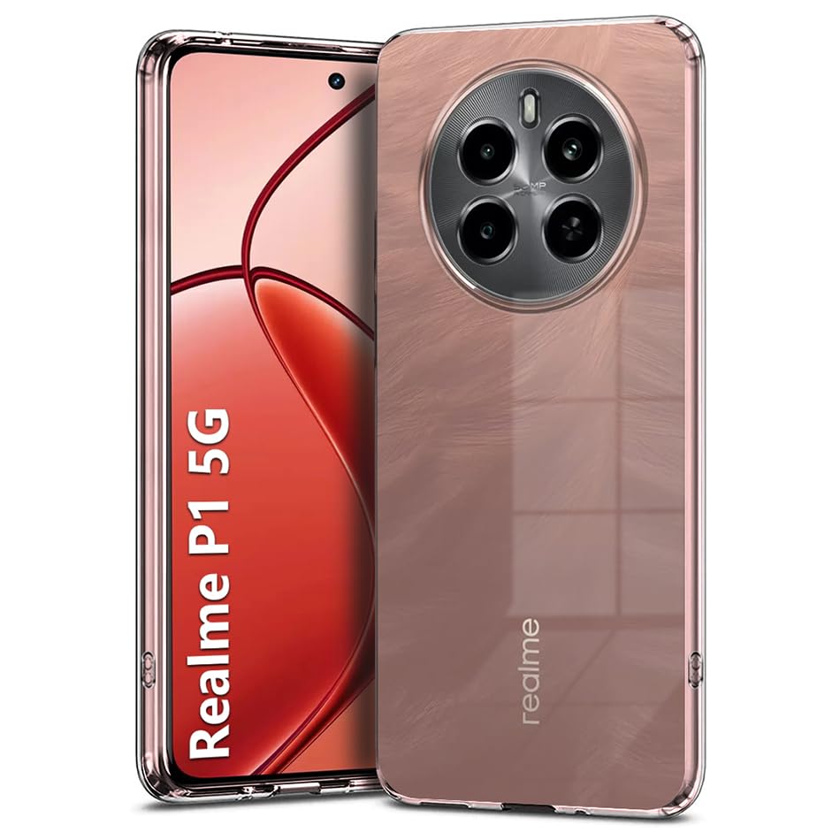 Image of Fashionury Crystal Clear Case for Realme P1 5G | Yellowing Resistance | Transparent TPU Silicone | Raised Camera Lips | Slim Transparent Cover