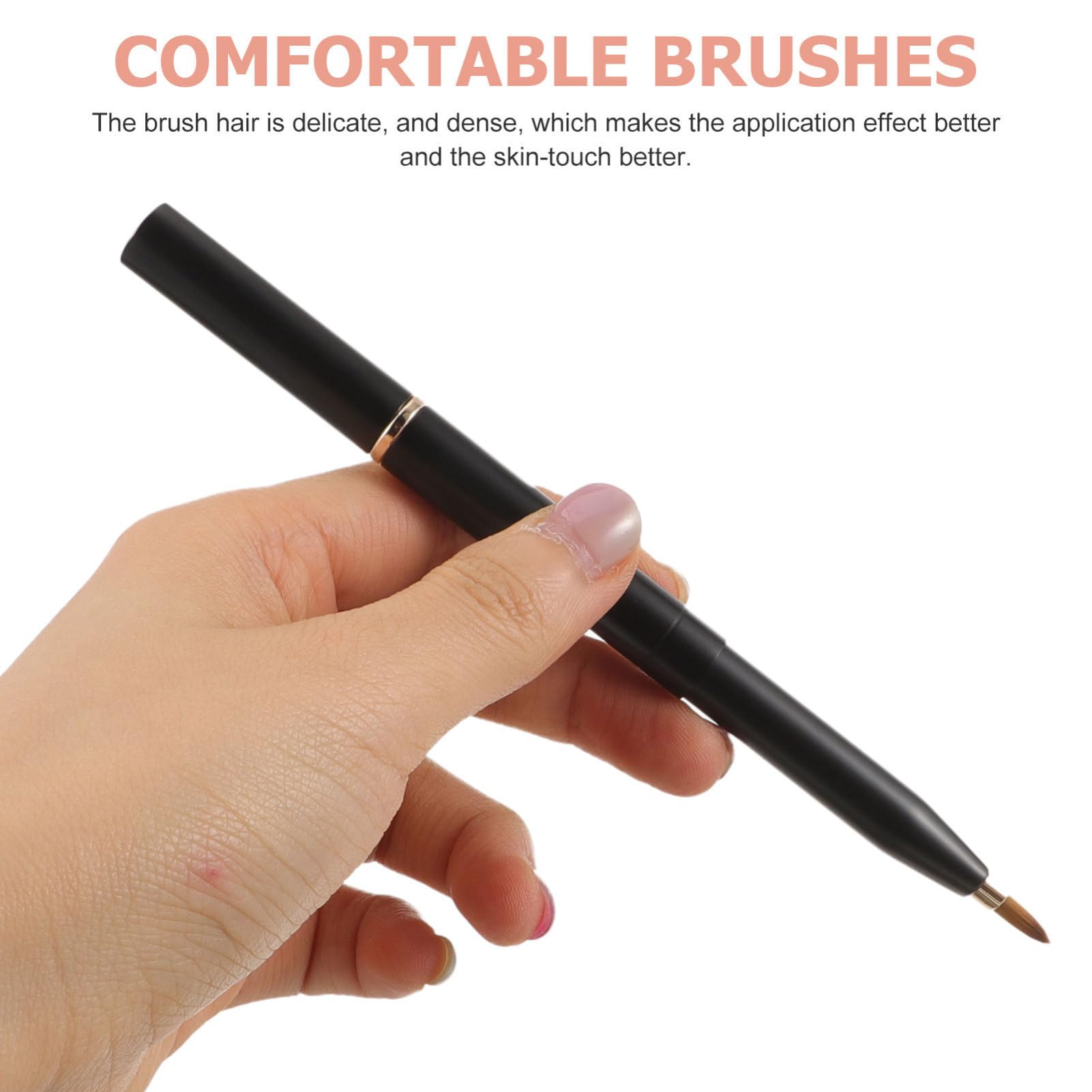 FOYTOKI Portable Lip Brush Set Double-ended Makeup Brush for Women Lipstick Lip Gloss Concealer Applicator Comfortable Handle