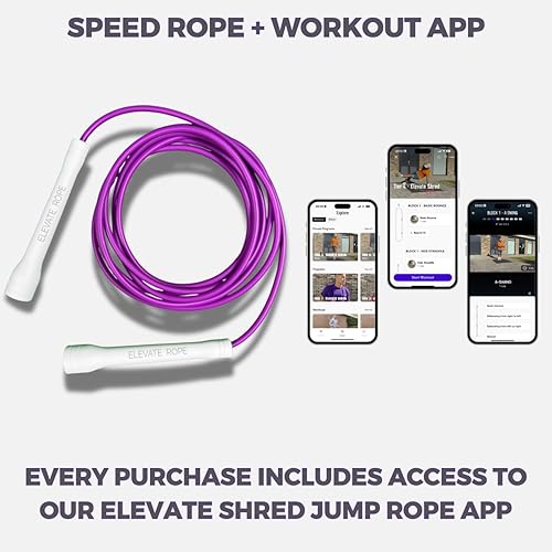 Miniatura 7 de Elevate Rope Cuerda de velocidad profesional  Cuerda de saltar ajustable de 9.8 ft, PVC de 0.197 in con núcleo de nailon para cardio, doble bajo y