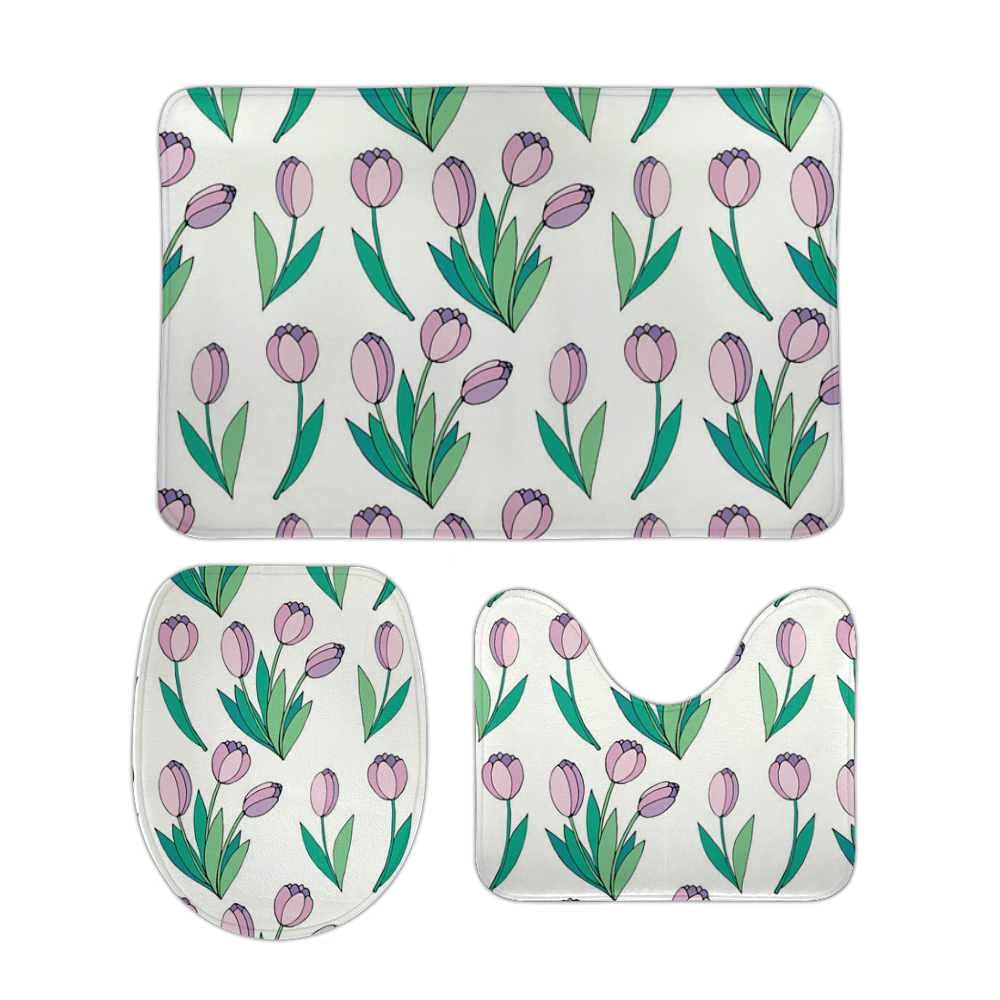 Tapis de bain antidérapants pour sortie de douche sécurisée motif tulipes