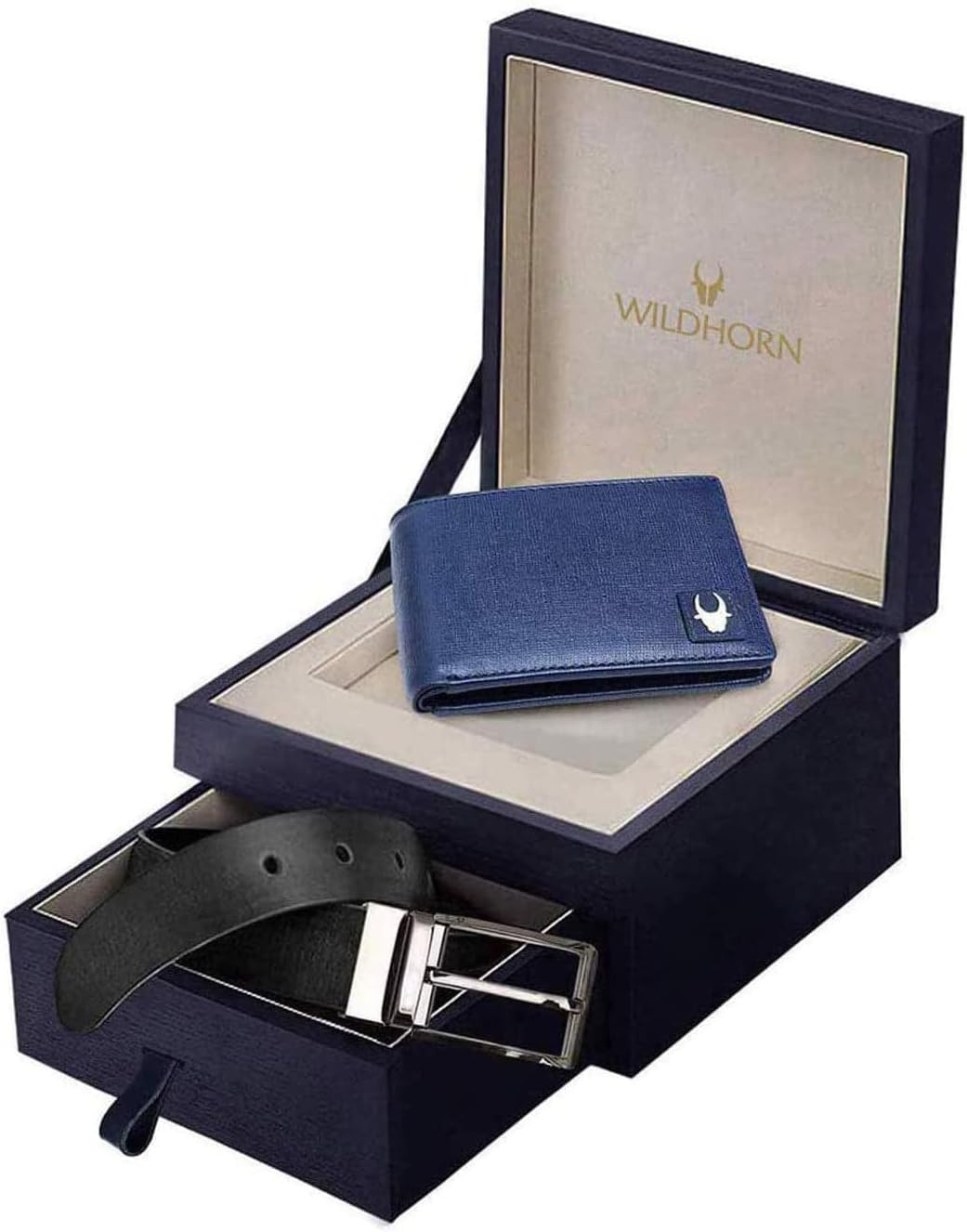 Gift Hamper for Men I Leather Wallet & Belt Combo Gift Set I Gift for Friend, Boyfriend,Husband,Father, Son etc (New Blue SAFIANO)