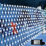 Lovelite 510 LED Christmas Net Lights, 27.9ft x 5ft Mesh Lights Outdoor Clear Wire 8 Modes, Waterproof Connectable String Lights Plug in for Xmas Tree Bushes Garden Holiday Party Decorations - White