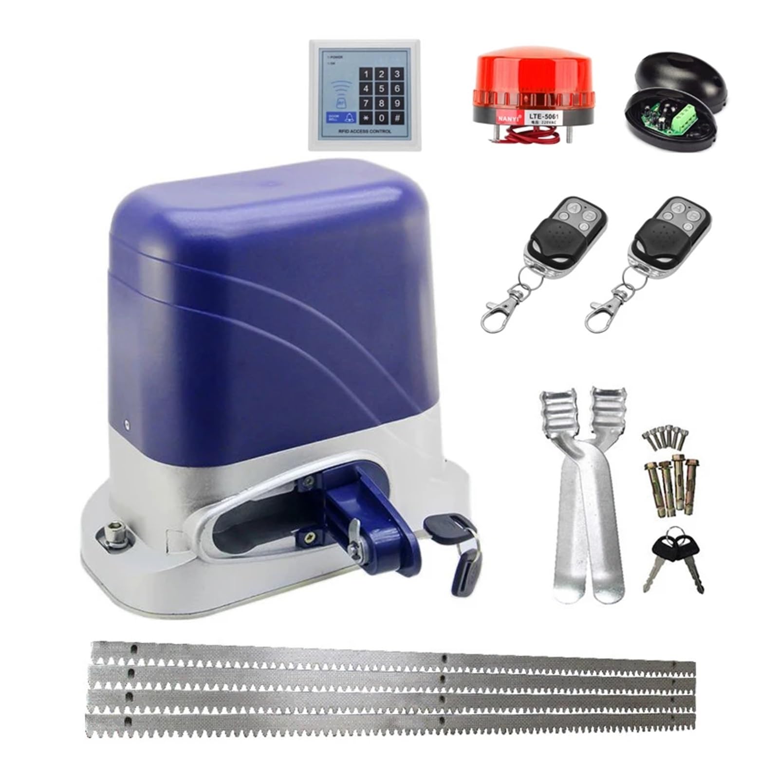 Automatic Gate Opener, Automatic Electric Gate Opener for 1300KG Sliding Door Garage Operator with 4m Steel Racks Remote Gear Motor Actuator(KIT7)
