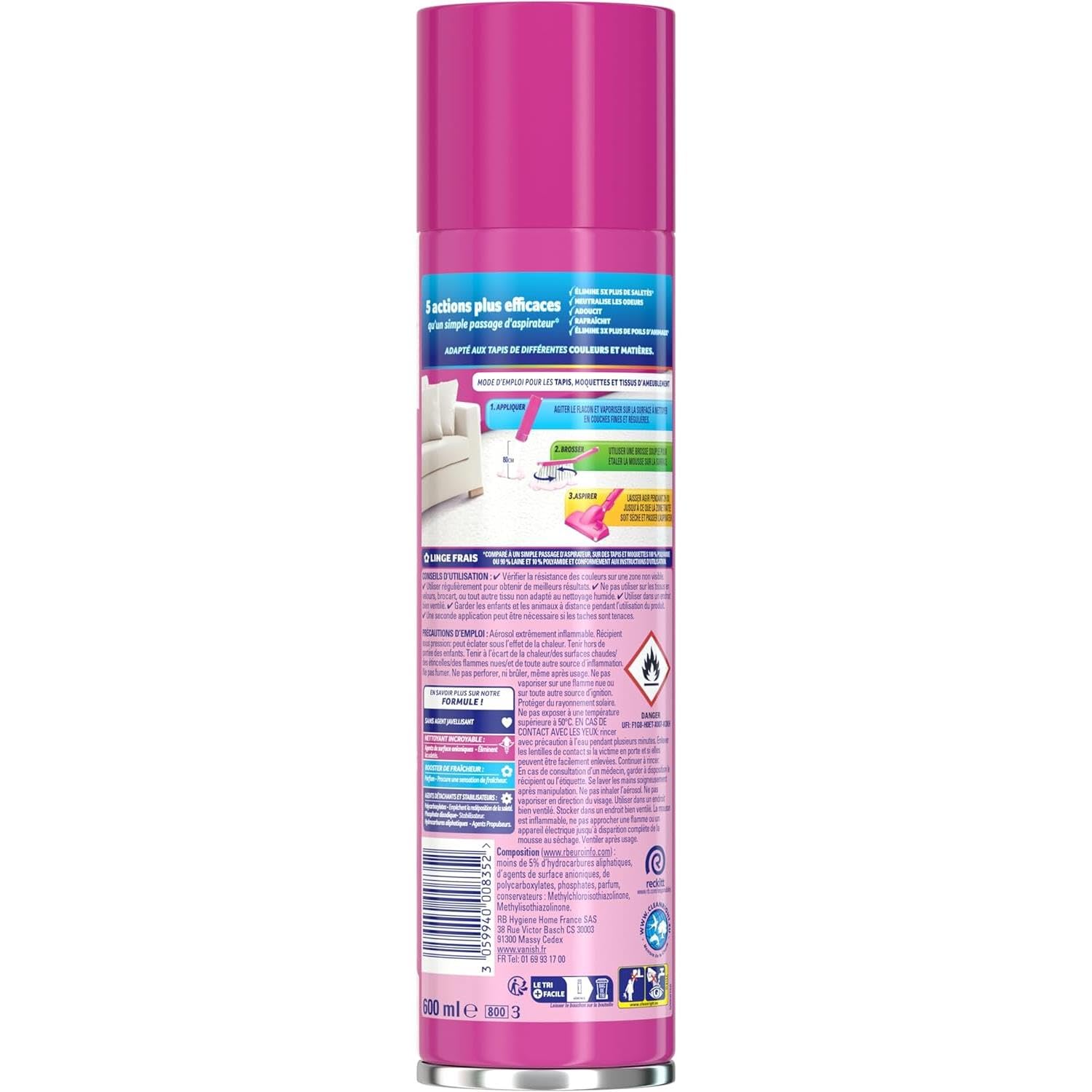 VANISH Set da 3 schiume detergenti per tappeti e moquette 600 ml