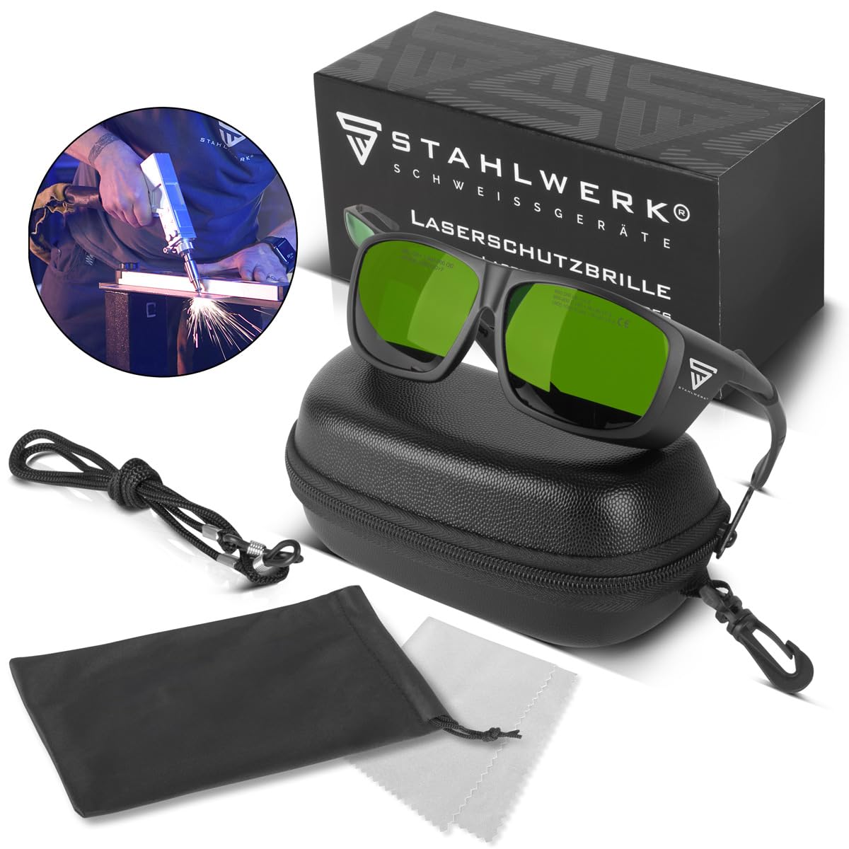STAHLWERK Gafas de protección láser | Gafas de protección según DIN EN 207 | Protección ocular para trabajar con láser en un rango de longitud de onda de 660-1.080 nm