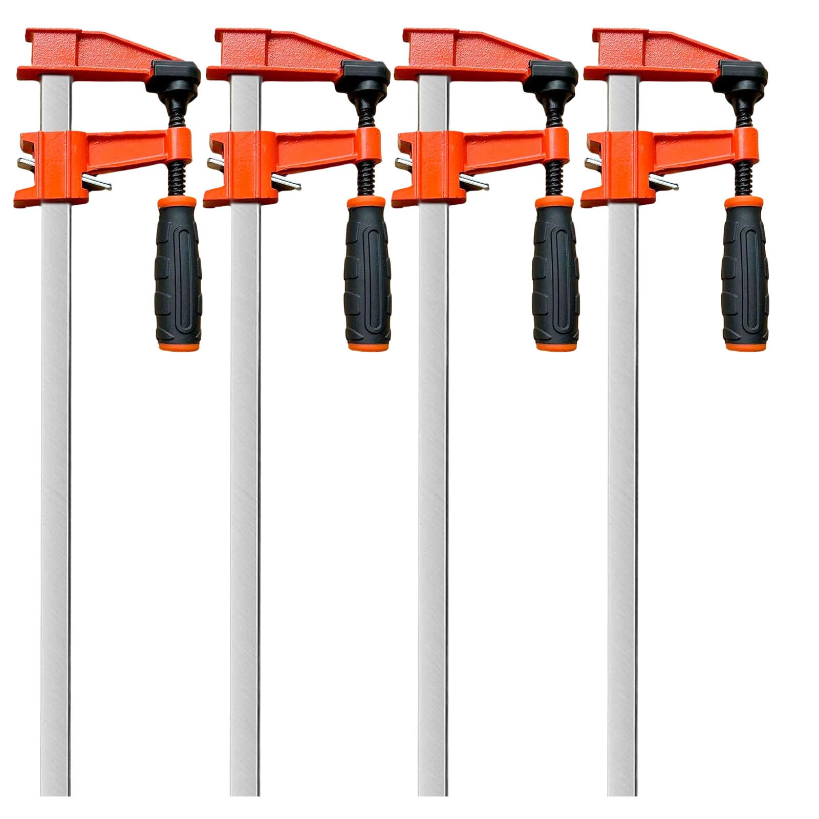 DURDUR Schraubzwingen 4 St./Set 450 mm Profi Schraub-Zwinge Spann-Weite 350 mm, F-Klemme aus Stahl- Gezahnte Stahlschiene- Spanntiefe 80 mm-aus