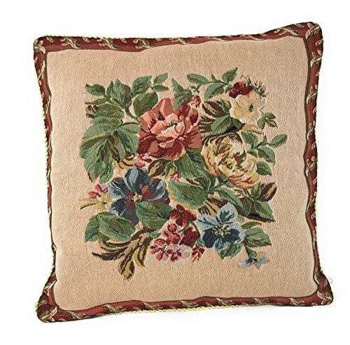 Tache 2 Piece 18 X 18 Inch Tapestry Festive Red Yuletide Blooms Throw Pillow Cushion Cover - 5598 #TOP4