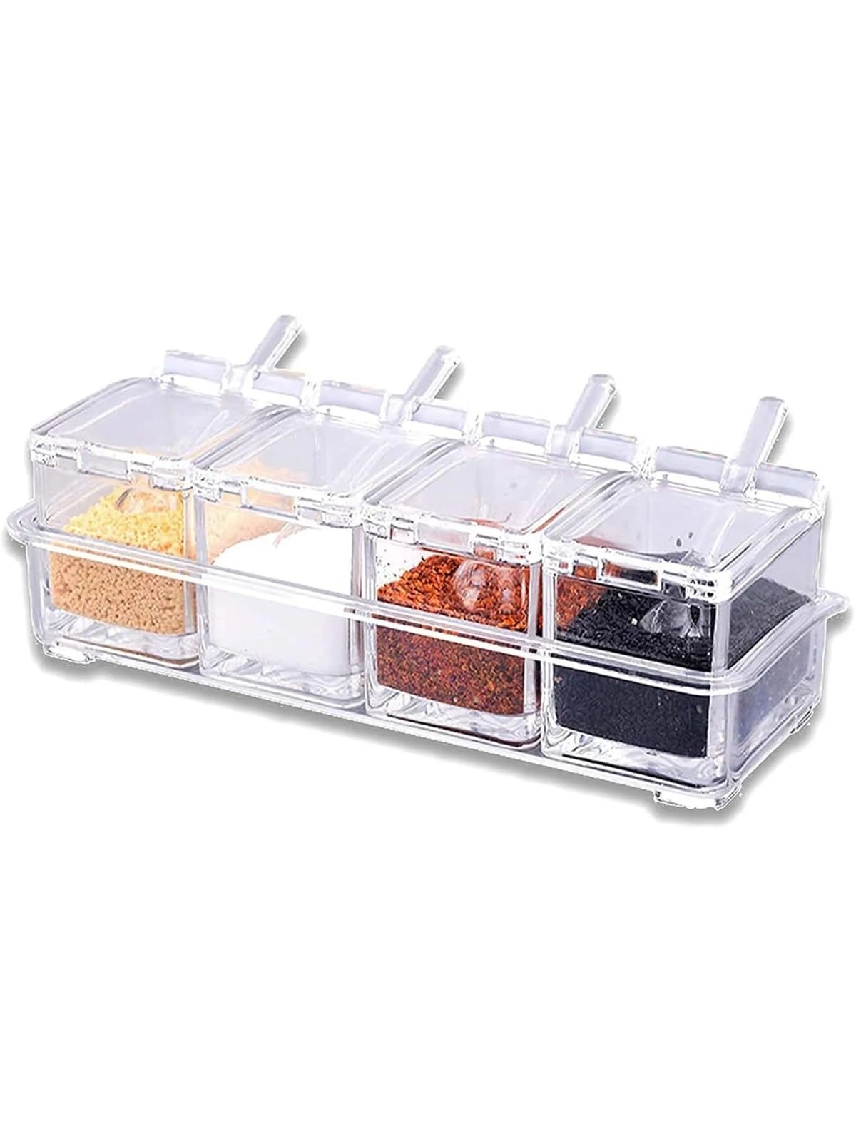 CNYUON 1pc Seasoning Box Transparent Condiment Jar Spice Pot Sealed Container Kitchen Organization Gadget With Lid