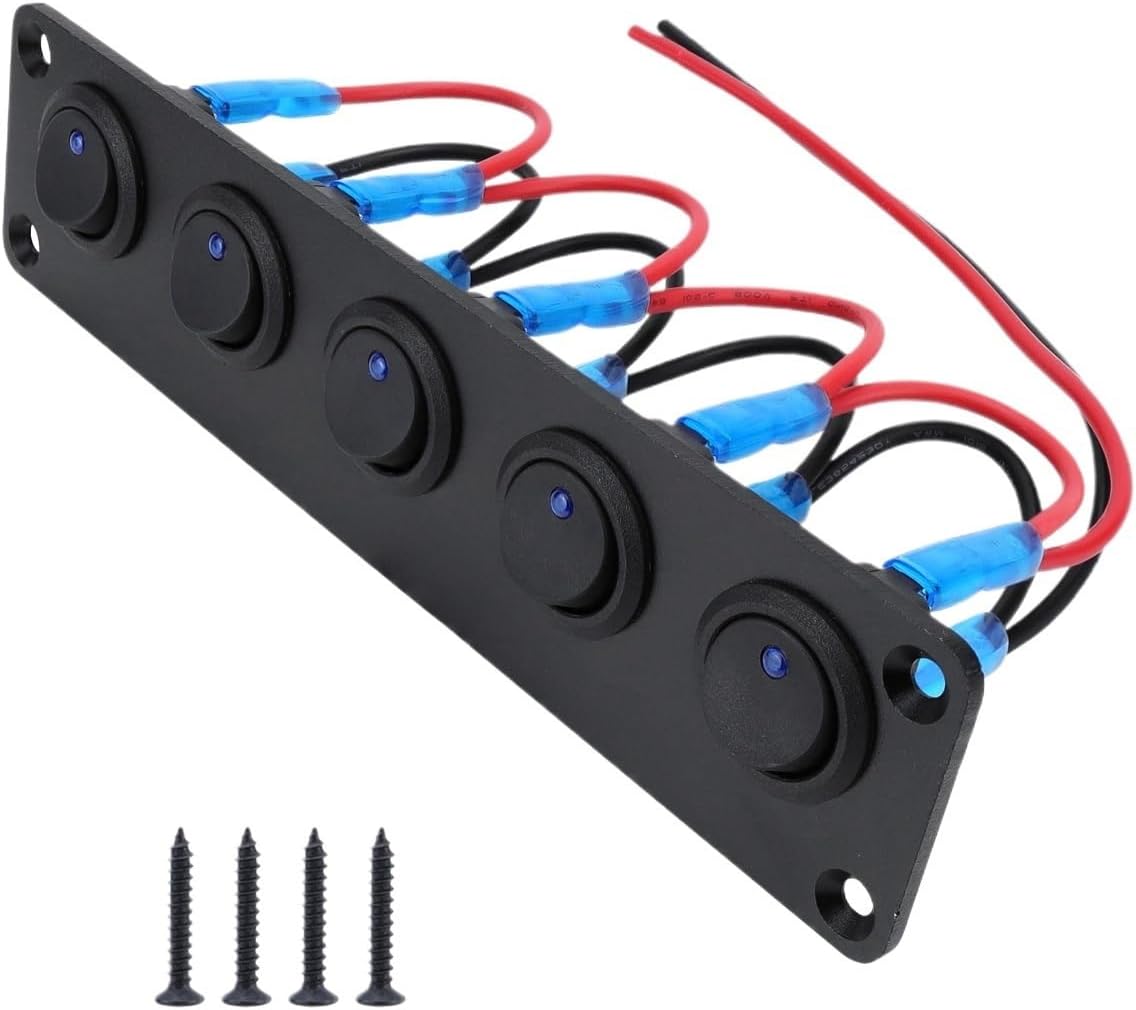 20A Blue Circular Joystick Switch Panel with 3-pin Aluminum Waterproof 12V, Suitable for Cars, Trucks, Boats, RVs, Yachts, Etc(CP-5260-04)