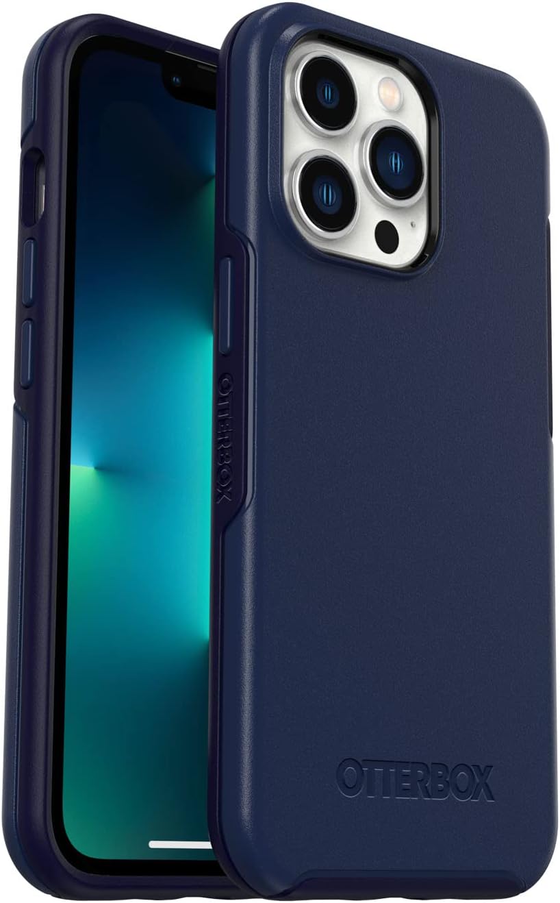 OtterBox iPhone 13 Pro Symmetry Series+ Case - Navy Captain , ultra-sleek, snaps to MagSafe, raised edges protect camera & screen