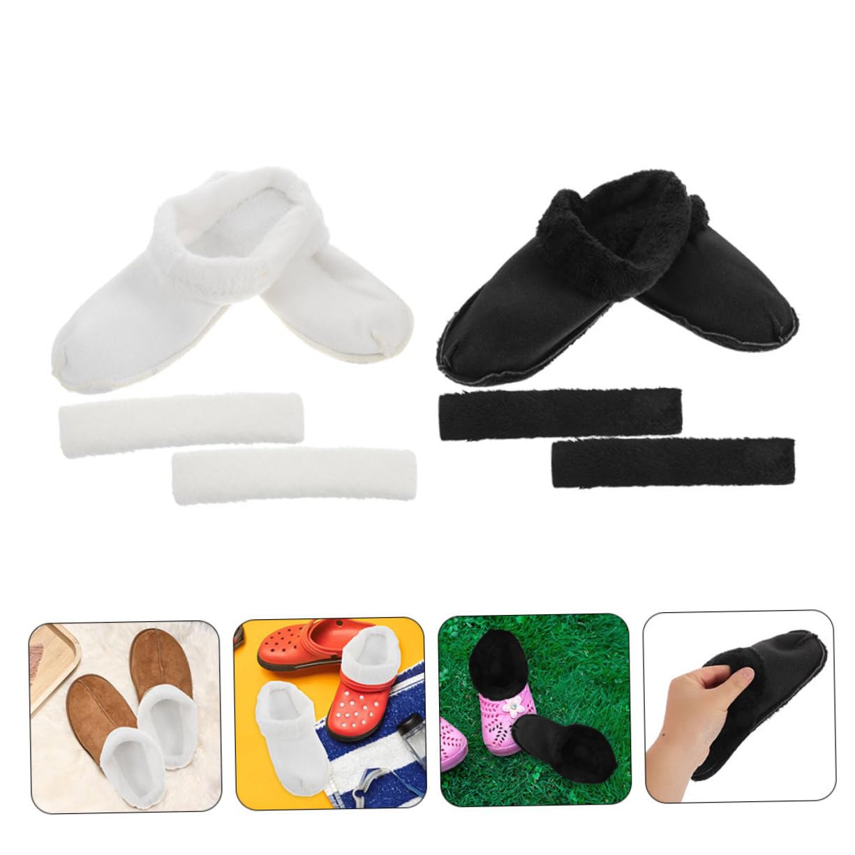 8 Paires Doublures Chaudes pour Sabots Hiver Semelles Intérieures Coton Peluche Amovibles et Lavables Confort Thermique pour Chaussures Intérieur et Extérieur Lot