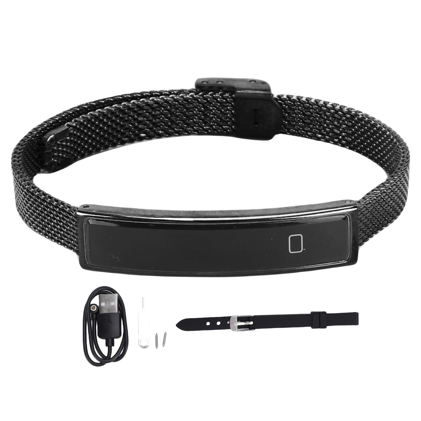 Tracker Fitness Impermeabile Sottile, Monitoraggio Battito Cardiaco, Contapassi per Palestra, Corsa, Uomo Donna Bambino, Silicone, 1 Pezzo, iOS BT 5.3, Sonno, Calorie