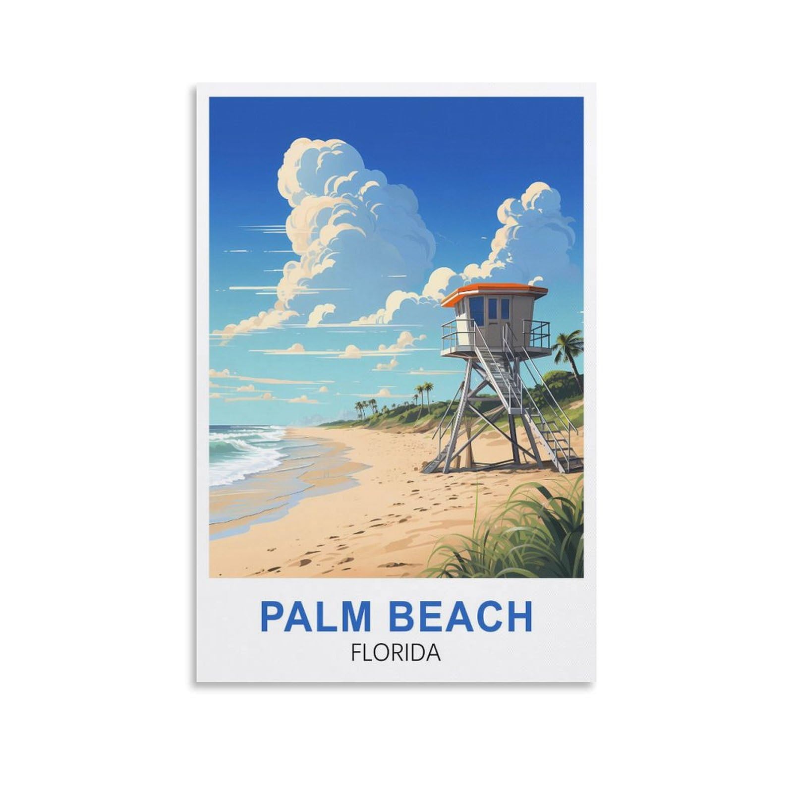EZMLFA 5D Diamond Painting Kits,Palm Beach Floridas,Diamond Painting Kits for Beginners Round Full Drill Painting with Diamonds Gem Art for Home Wall Decor 50x60cm