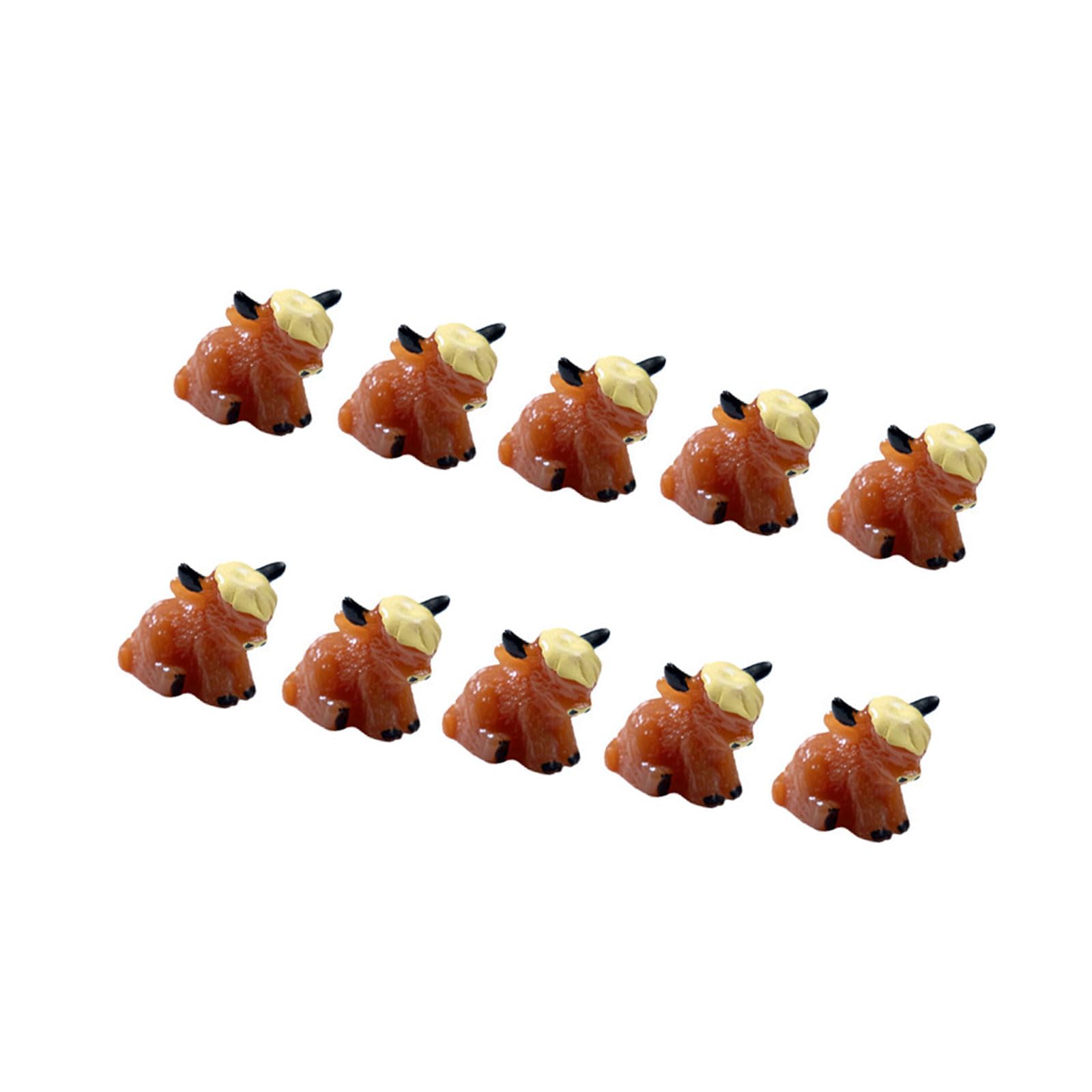 ZEPFJHE Tiny Highlands Cow Minis Resin Cow Figurines for Fairy Garden Decors, Miniatures Dollhouses Accessories, Ornaments Miniature Landscape Ornament