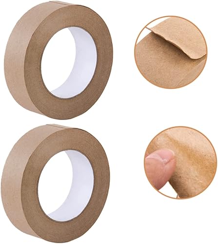 Miniatura 6 de STOBOK 2 rollos de cinta adhesiva Kraft Roll Cinta de embalaje Kraft fácil de usar cinta de sellado activada por agua para bricolaje y hogar
