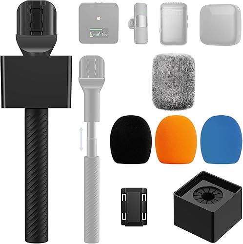 TONOR Mango de micrófono inalámbrico compatible con DJI, RODE, Hollyland, soporte de micrófono de longitud ajustable para todos los micrófonos