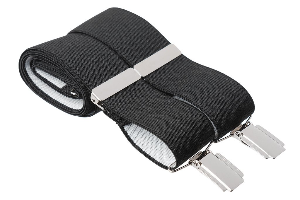 Gs Braces Men's Black 4XL Trouser Braces 35Mm Wide Elastic 4 Strong Silver Clips 60 Inches Adjustable