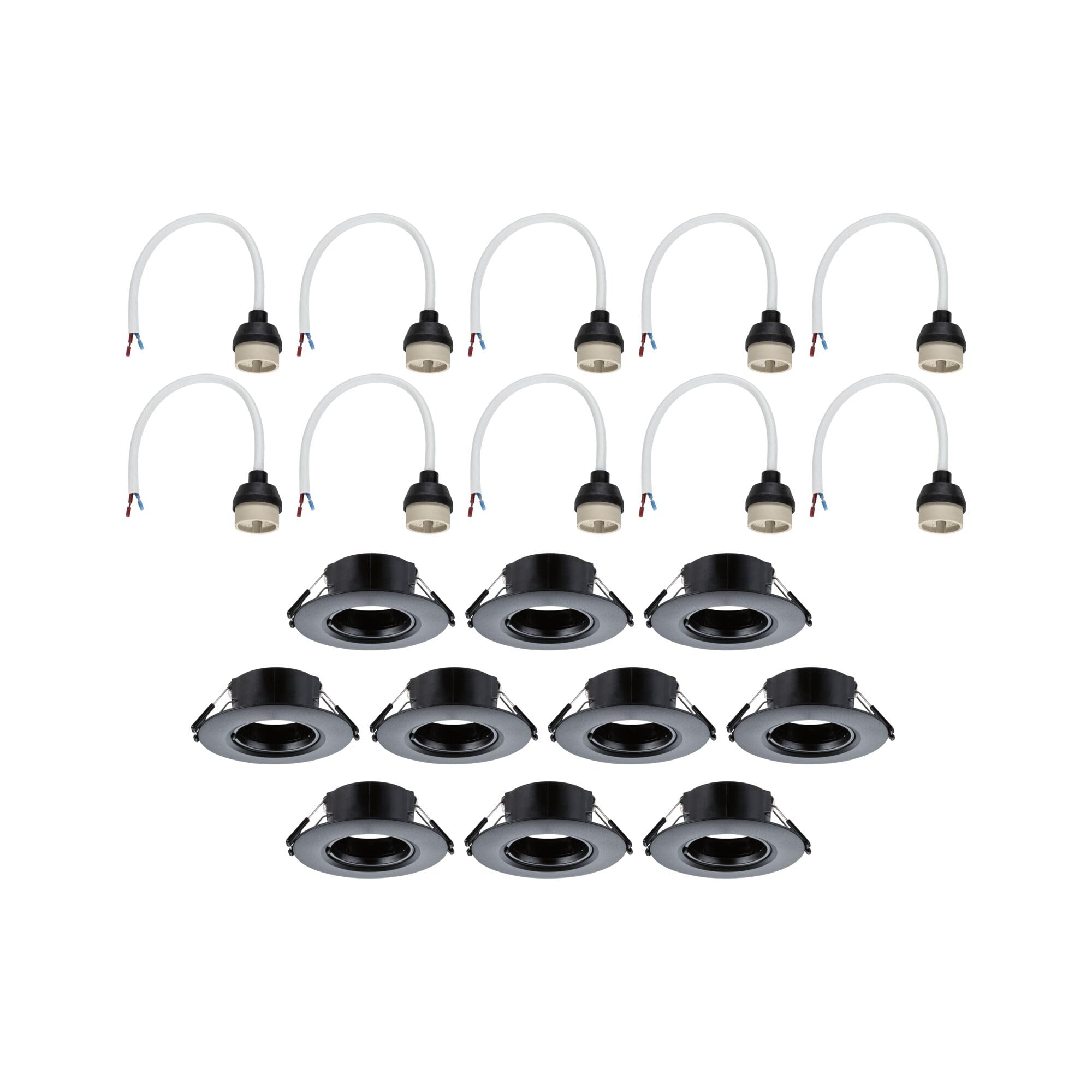 Paulmann 92120 Einbauleuchte 10er-Set starr rund 90mm GU10 max. 10x10W 230V Schwarz Einbaulampe