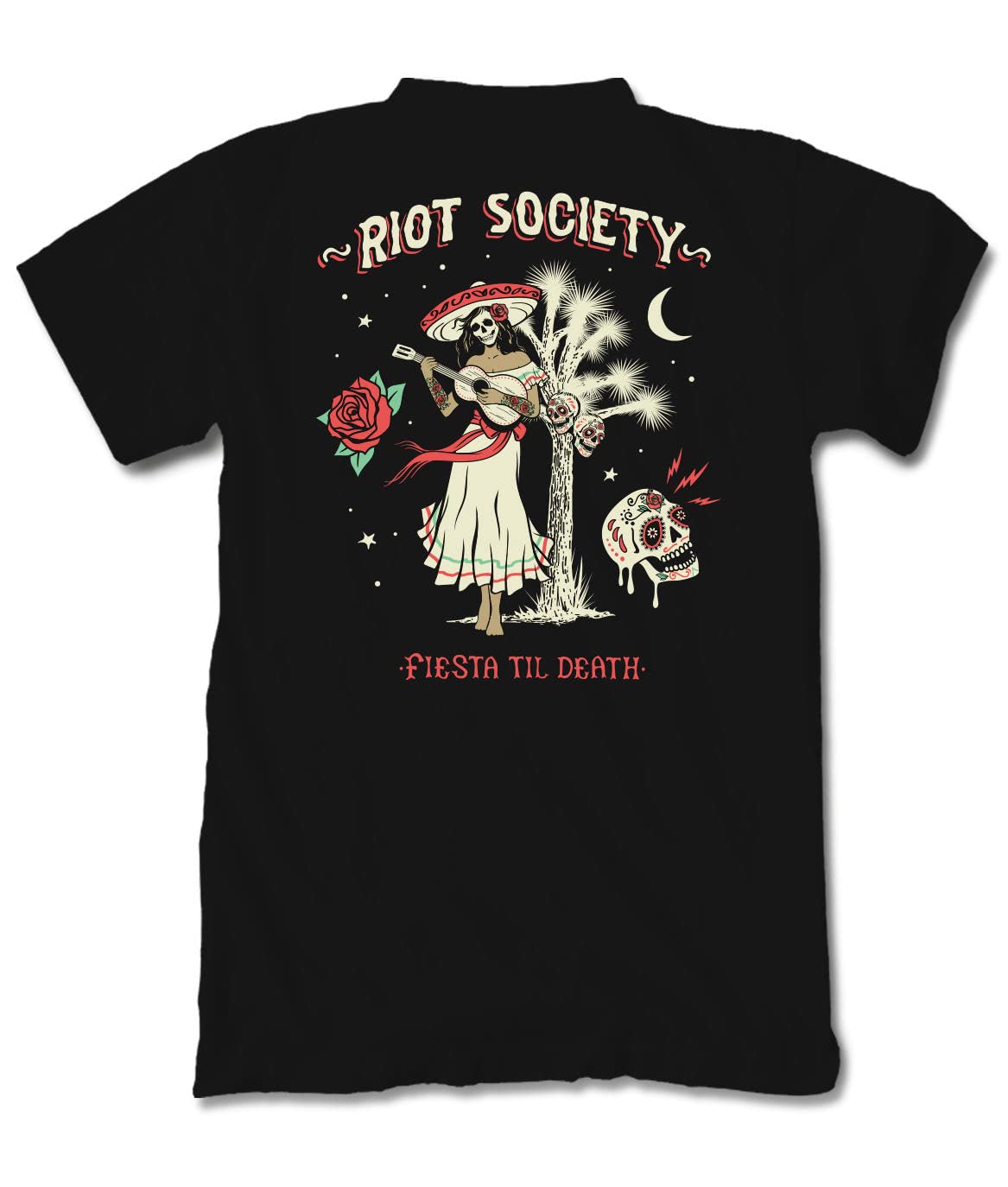 Riot SocietyFiesta Til Death Skull Mens T-Shirt - Black, X-Large