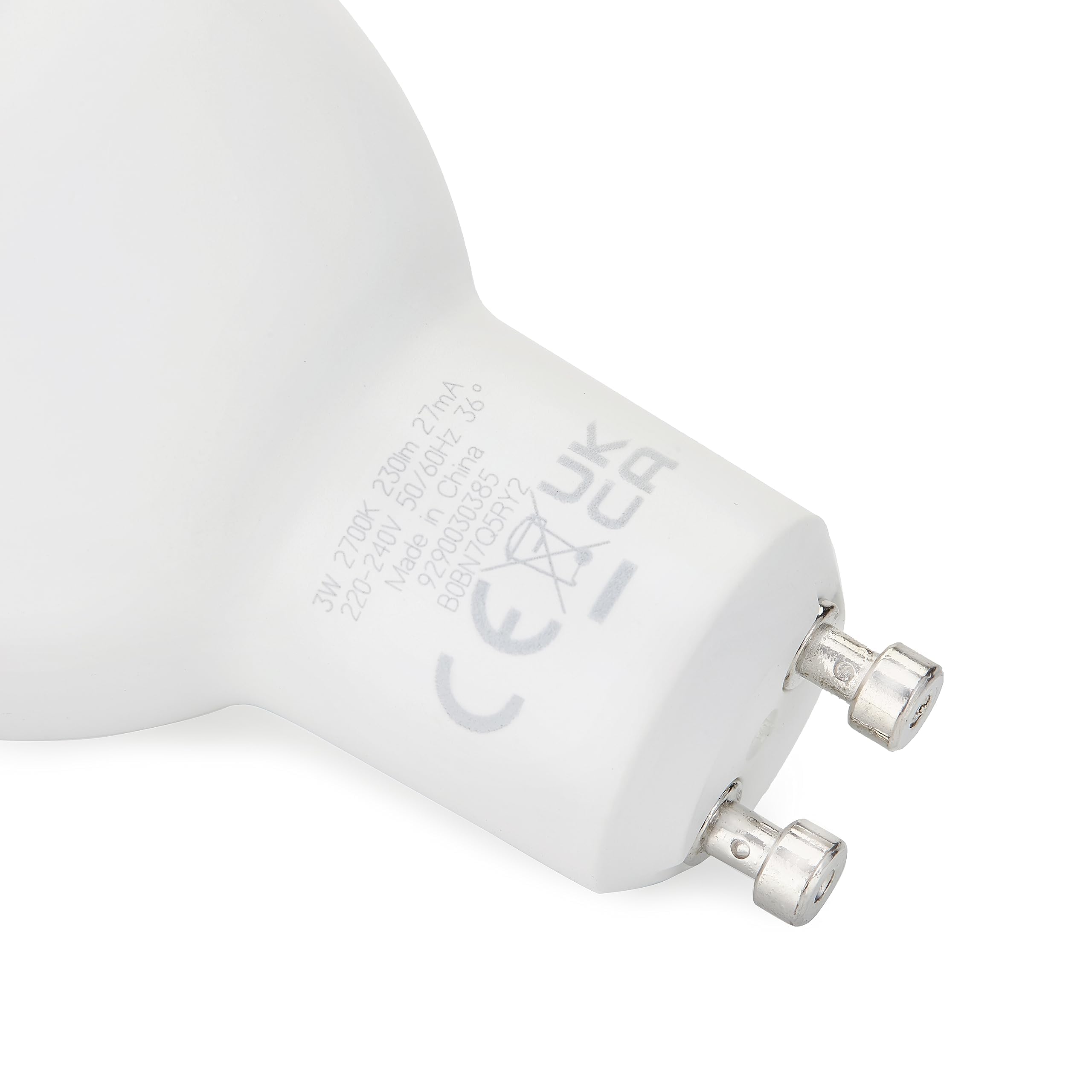 Amazon Basics Lot de 20 ampoules spot LED GU10, 3 W (équivalent à 35 W), blanc chaud, Non Dimmable